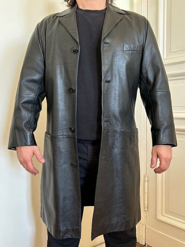 Ledermantel schwarz echt - , leder