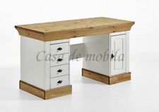 Massivholz Schreibtisch Kiefer massiv 2 farbig weiß gelaugt geölt Büro PC-Tisch