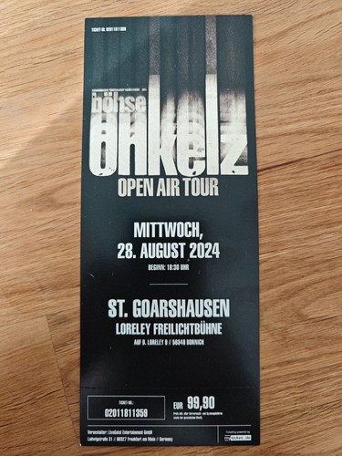 Böhse onkelz loreley ticket - onkelz,