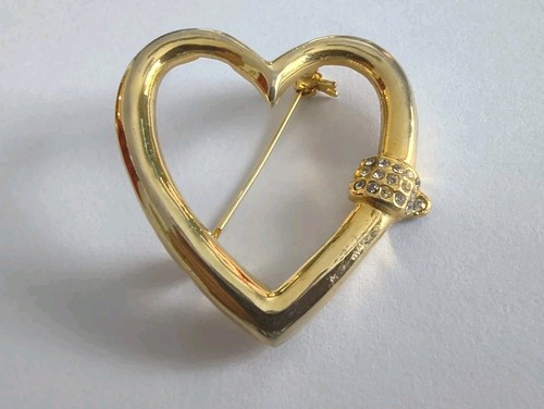 Vintage brosche herz - brosche, gold