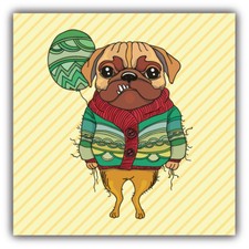 Car sticker pug dog hipster