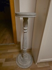 Blumensäule Holz Grau-Weiß