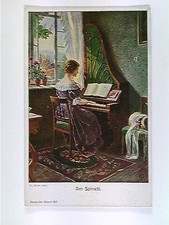 Künstler-AK Am Spinett, E. Horst, gelaufen 1918