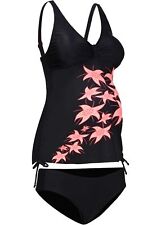 Neu 2-tlg Umstandstankini Gr. 42 Schwarz Rot Damen Bademode Schwimmanzug
