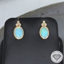 Wert 640 € Brillant Opal Ohrringe in 585 14 Karat Gelb Gold