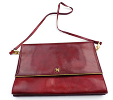 ASSIMA Creation - Schultertasche Clutch  Kuvert -  Echt - Leder -  bordeaux rot