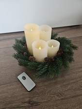 TCM Tchibo LED Adventsgesteck mit 4 Echtwachs-LED-Kerzen und Fernbedienung