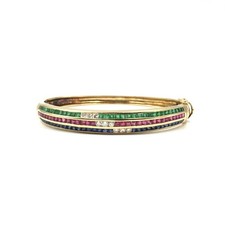 18kt Gelbgold Armreif 750 Gold Schmuck Armband Smaragd Rubin Saphir Diamant