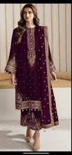 Schöne Salwar Kleider Kameez In Samt Gr. L 44/46 Neu / Velvet Salwar Kameez Set
