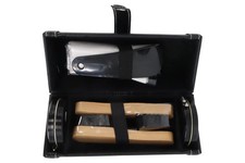Markenlos Schuhputzset Schuhpflege Reise-Set Bürsten Tuch Schuhlöffel Schwarz