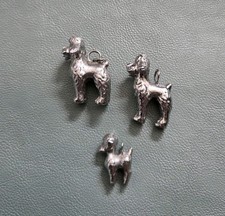 3 Kettenanhänger Pudel Hund  Silber?? ungeprüft  Größen 2cm x 2,5x 2cm 1x 1,5 cm