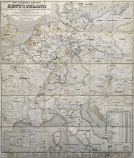 Deutschland Reisekarte Original Stahlstich Landkarte Schubert 1852