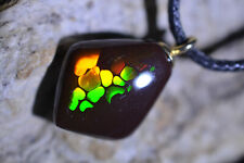8ct 20x15x6 Nice Golden Snakeskin Black Choco Opal Kette Africa