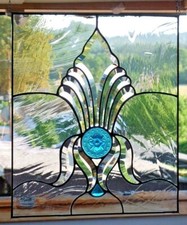 Bleiverglasung Fensterbild Facetten / Antikglas / Jugendstilrelief  in Tiffany  