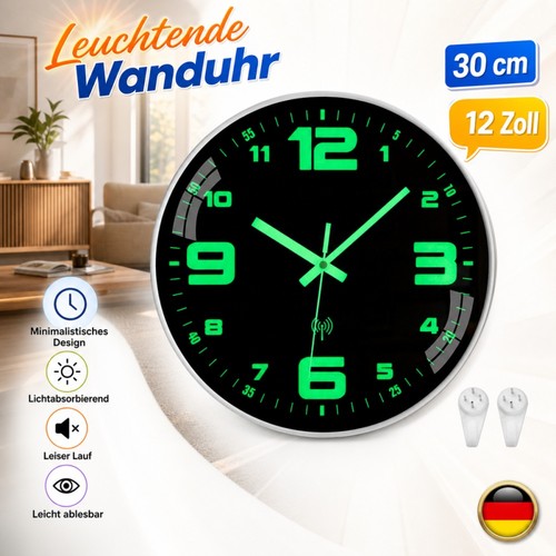 Großwanduhr 30cm leuchtend - großwanduhr,