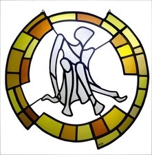 Bleiglas Fenster , Bleiverglasung rund/unterbrochen, religiös, Titel: Die Bitte