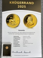 Krügerrand  1/50 Gold 2025 Südafrika Proof / Polierte Platte / PP 