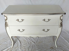 Königlich antike Kommode Anrichte Barock Louis Seize Rokokostil weiß/silber 93cm