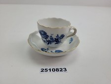 Mokkagedeck/Tasse + Untertasse Meißen Porzellan Aquatinta Blumen Gold #2510823