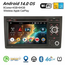 Android 14 Autoradio Navi für AUDI A4 S4 SEAT EXEO 8-Kern CarPlay DAB+ WiFi 64GB