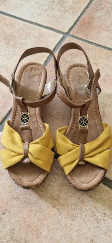 Ethno damen sandale gelb - sandale,
