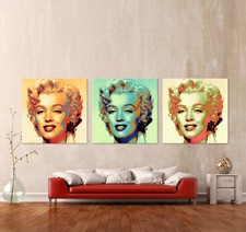 CLOSER - MARILYN MONROE - POP ART Leinwand 3 Bilder über Sofa Bild Kunst Druck