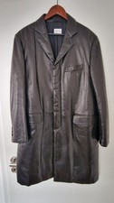Mantel Leder Ledermantel gefüttert  schwarz Größe 52 Armani Collezioni 