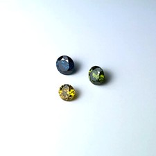 3 farbige Diamanten blau gelb grün Rundschliff ca. 0,38 Karat behandelt natürlic