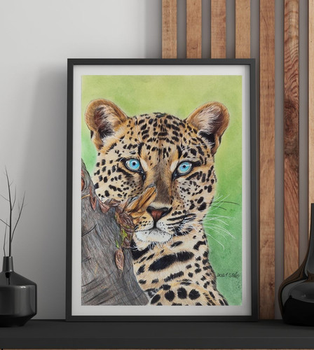 Leopard mit buntstiften - leopard,