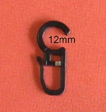 10 Gardinenhaken schwarz Öse 12mm für Ringe Faltenlegehaken Überklipshaken Haken