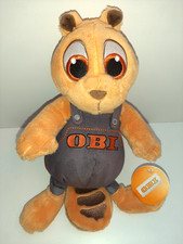 Fast wie neu: großer superweicher OBI Biber Plüsch Werbung + Etikett ca.  30 cm