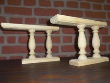 2x kurze Holz Balustrade, Buffet Regal Aufsatz roh L 30 cm / H 20 cm