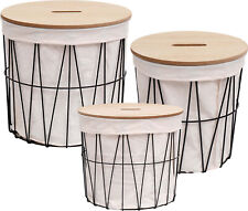 andas Wäschekorb Vaxholm (Set, 3 St), aus Metall & Stoff, abnehmbarer Deckel