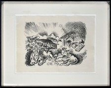 Seewald, Den Ochsen. [1920]. Signierte Original-Lithografie, gerahmt.