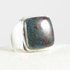 925 Sterlingsilber, Sehr edler, eleganter, massiver großer Ring Rubin Fuchsit 59