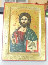 alte Ikone auf Holz, Christus