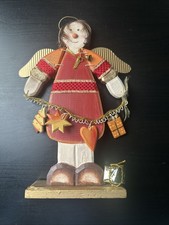 Weihnachtsengel Figur Aus Holz mit Glocke Dekoration Weihnachtsengel