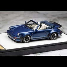 Make Up 1:43 Porsche 930 Turbo Cabriolet 1988 Resin Car Model Blue Metallic