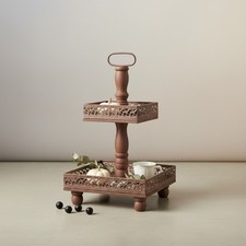 Etagere 2 Stöckig Braun XXL