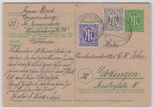 Bizone P 904 gebraucht mit ZuF ab GNARRENBURG 7.6.46 n. GÖTTINGEN [664]