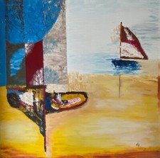 Ölbild "Schiff auf großer Fahrt" Bild Zeichnung Gemälde Original Deko Keilrahmen