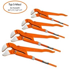 Eckrohrzange Rohrzange Wasserpumpenzange Klempner Zange S-Maul 0,5" 1" 1,5" 2"