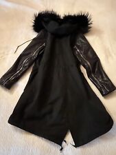 Camouflage Couture Stork  Parka♥️Schwarz  Jacke Echt Leder Pelz Mantel Jades