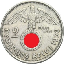 2 REICHSMARK - HINDENBURG / ADLER- DEUTSCHES REICH - SILBERMÜNZE - SILBERBARREN 