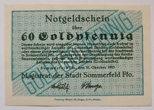 Geldschein Wertbeständiges Notgeld, 60 Goldpfennig, Sommerfeld Ffo.