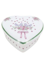 ROYAL BAVARIA PORZELLAN Dekodose Herzform Tauben Blumen Vintage Weiß Porzellan