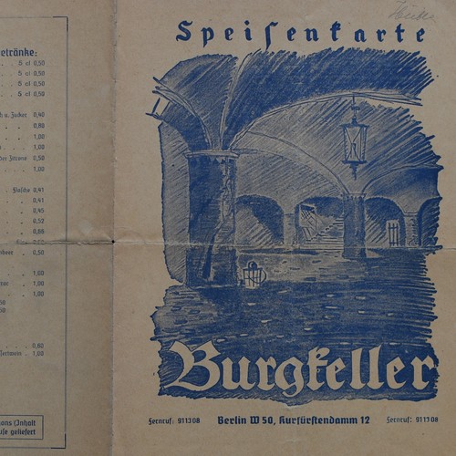 Menükarte burgkeller berlin - menükarte,