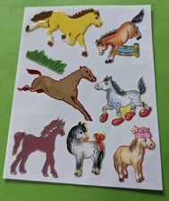 90er Herma Goldrand Fuzzy Stoff Introduct Glitzer Zdesign Pferde Stickeralbum