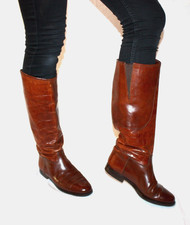 MADE IN ITALY REITSTIEFEL DAMENSTIEFEL COGNAC LEDER EU39 WEITSCHAFT  #S9-BK#