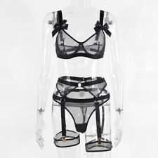 Tanga Straps Body Stocking Nachtwäsche Unterwäsche @ Dessous Set Damen transparent BH
